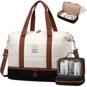 LOVEVOOK Travel Duffle Bag for Women, 3Pcs Puffer Large Weekender Overnight Bag - 1 of 3