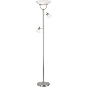 360 Lighting 3 in 1 Modern Torchiere Floor Lamp with Side Lights 70" Tall Brushed Nickel White Glass Shades for Living Room Reading Bedroom House Home - 1 of 4