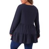 Agnes Orinda Women's Plus Size Casual Knit Babydoll Long Sleeve Peplum Blouse - 4 of 4