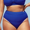 Women's Plus Size Ribbed Modest Widen Band High Waist Bikini Bottom -Cupshe - 4 of 4