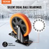 VEVOR Caster Wheels, 6-inch Swivel Plate Casters, Set of 4, with Security A/B Locking No Noise PVC Wheels, Heavy Duty 700 lbs Load Capacity,Orange - 3 of 4