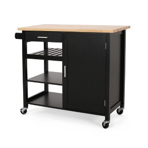 OUTSUPPLY Kitchen Cart with 1 Drawer, 3 Open Shelves & Cabinet Storage, Rolling Casters with Locks - 1 of 4