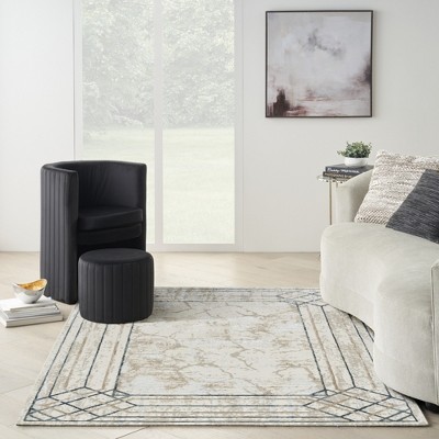 Ivory Abstract Elegance 5' x 7' Synthetic Area Rug