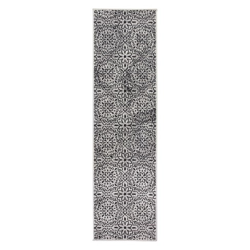 World Rug Gallery Contemporary Flowers Weather Resistant Reversible  Indoor/Outdoor Area Rug - Gray 2'x7