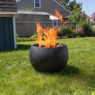 24" Black Magnesium Oxide Round Outdoor Fire Pit Set