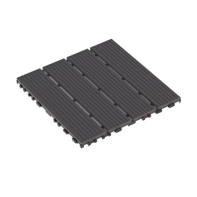 GlasFlength Carpet Tiles 44 Pack 12" Interlocking Deck Tiles, Grain Pattern Waterproof Outdoor Flooring for Patio Balcony, Gray, 12"*12"*0.8"
