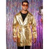 Lars Amadeus Men's Metallic Disco Party Long Trench Coat with Belt - 2 of 4