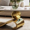 Gulches 49.2" Oval Faux Marble Coffee Table 1.1cm Sintered Stone Top (Stain/Scratch-Resistant), Gold Stainless Steel Sculptural Base - 4 of 4