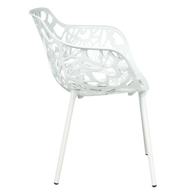 Devon White Aluminum Outdoor Stackable Dining Armchair Set