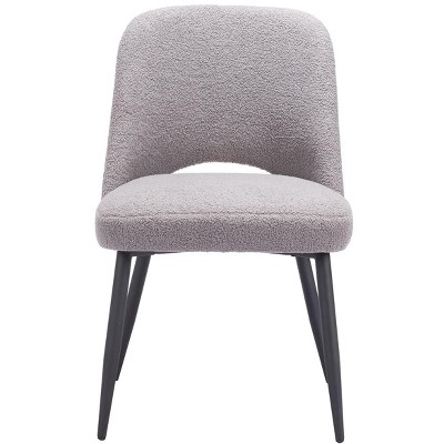 Gray Velvet Upholstered Side Chair with Metal Legs