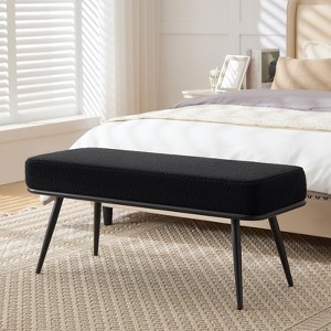 Bekrvio 43.3" Teddy Ottoman Bench,Entryway/Bed Bench End of Bed – Upholstered Padded Seat,Mid Century Modern for Living Room, Hallwa - 1 of 4