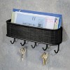 LunaLulinlk Key Holder for Wall, Wall-Mounted Mail Organizer with 5 Hooks, Decorative Hooks Retro Hanging Organizer Black - 2 of 4