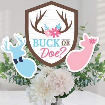 Big Dot of Happiness Buck or Doe - Hunting Gender Reveal Party Centerpiece Sticks - Table Toppers - Set of 15
