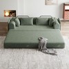 78.7-Inch Green Chenille Folding Mattress Sofa with Cylindrical Pillow Floor Sofa Lounge Couch for Living Room Bedroom Lounge Studio - 4 of 4