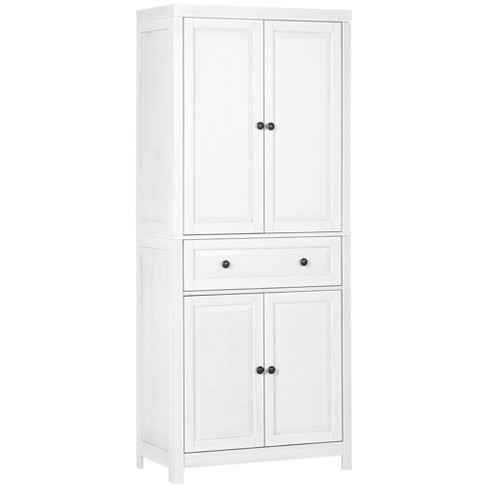 HOMCOM 3-Shelf White 72.5 Pinewood Large Kitchen Pantry Storage