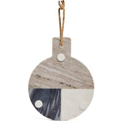12" Round Gray and White Marble Pastry Board