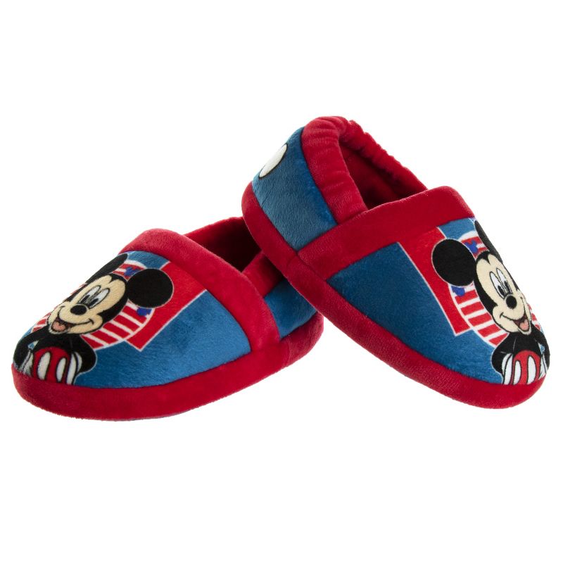 Disney Mickey Mouse Slippers - Kids Cozy Plush Fuzzy Lightweight Warm Comfort Soft House Shoes - Navy Blue Red (size 5-12 Toddler - Little Kid), 4 of 9