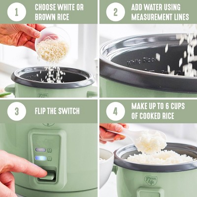 GreenLife 1.5qt Rice Cooker Green Sage