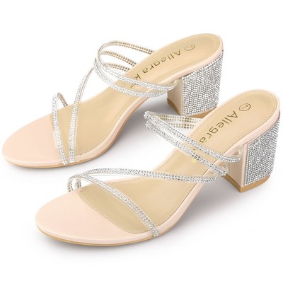 Block heel outlet rhinestone sandals