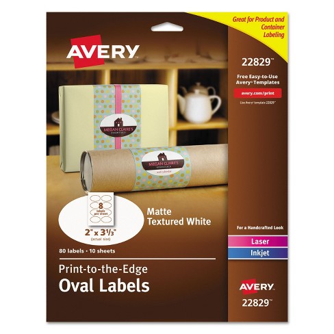 Avery Oval Print-to-the-edge Easy Peel Labels Laser Matte White 2 X 3 1/3  80/pack 22829 : Target