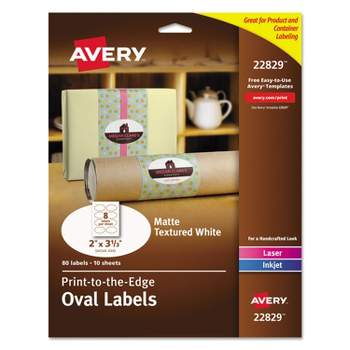 Avery Oval Print-to-the-Edge Easy Peel Labels Laser Matte White 2 x 3 1/3 80/Pack 22829