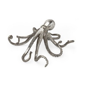 HomeRoots 12" Antiqued Silver Resin Octopus Tabletop Sculpture - 1 of 4