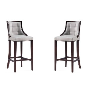 Set of 2 Fifth Avenue Upholstered Beech Wood Faux Leather Barstools - Manhattan Comfort - 1 of 4