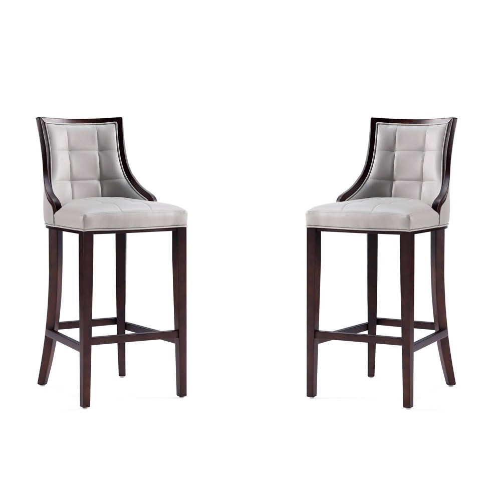 Set of 2 Fifth Avenue 45&#34; Beech Wood Barstools with Back, Fixed Height - Manhattan Comfort