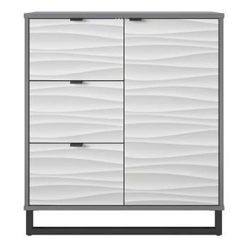 Maddock 1 Door 3 Drawer Accent Cabinet with Faux Wave Pattern Graphite - Room & Joy
