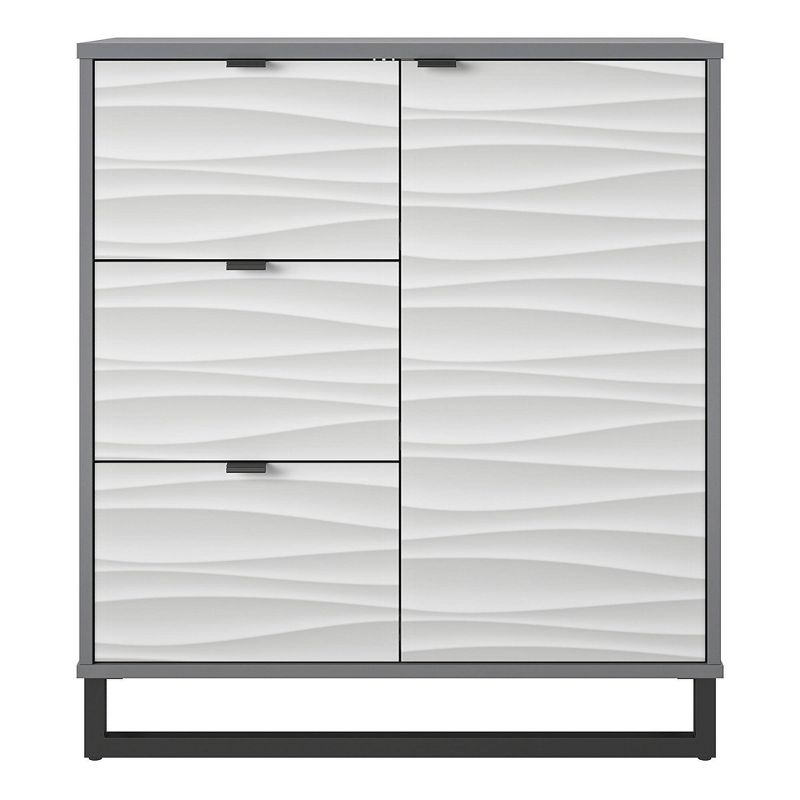 Maddock 1 Door 3 Drawer Accent Cabinet with Faux Wave Pattern Graphite - Room &#38; Joy, 1 of 9