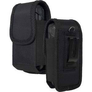 Nakedcellphone Tough Canvas Case Pouch with Clip and Belt Harness for Sonim XP3plus 5G Flip Phone (X320/2025) - Black - 1 of 4