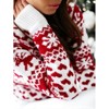 Coolmee Women's Christmas Snowflake Reindeer Knitted Sweater Long Sleeve Crew Neck Heart Animal Print Pullover Knitwear - 2 of 4