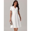 INSPIRE CHIC Women's Summer Wrap V Neck Puff Short Sleeve Midi Swing Dress with Pockets - 3 of 4
