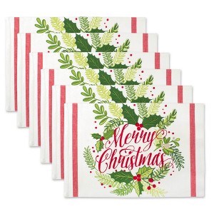 DII Christmas Printed Placemat Set 6 Piece, Christmas Greenery, 13x19" - 1 of 4