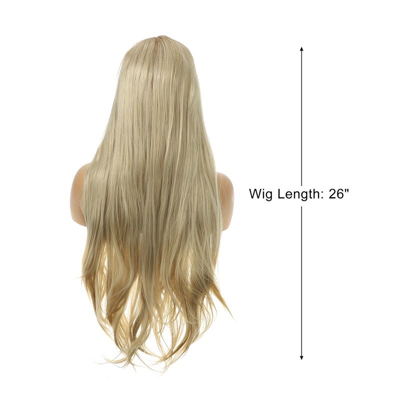 Unique Bargains Women's Long Straight Hair Lace Front Wigs with Wig Cap 26" Brown Light Gold Tone 1 Pc, 2 of 7