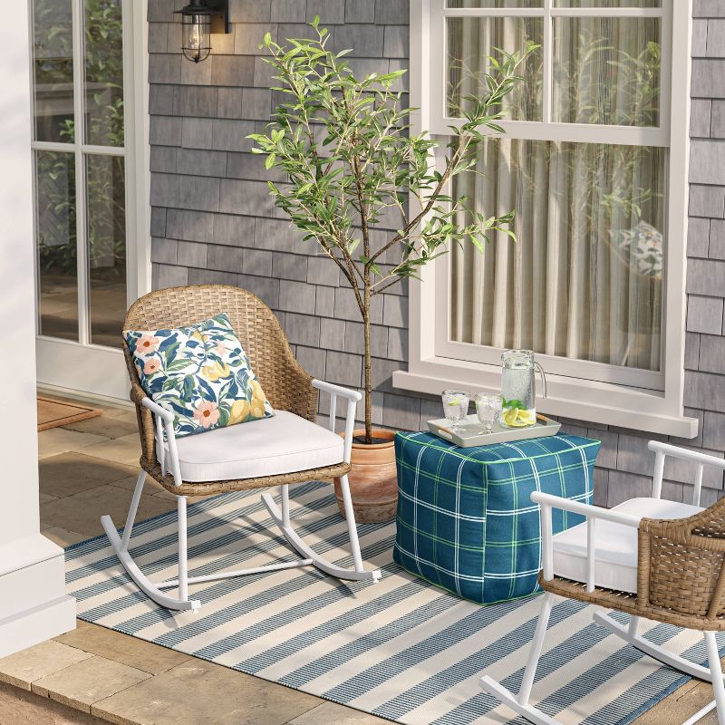 Windsor Steel &#38; Wicker Outdoor Patio Chair, Rocking Chair White - Threshold&#8482; designed with Studio McGee, 3 of 8