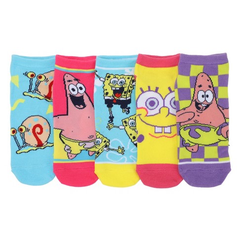 Spongebob Squarepants Spongebob, Patrick, And Gary Pop Pastels Adult Ankle  Socks (5 Pairs) : Target