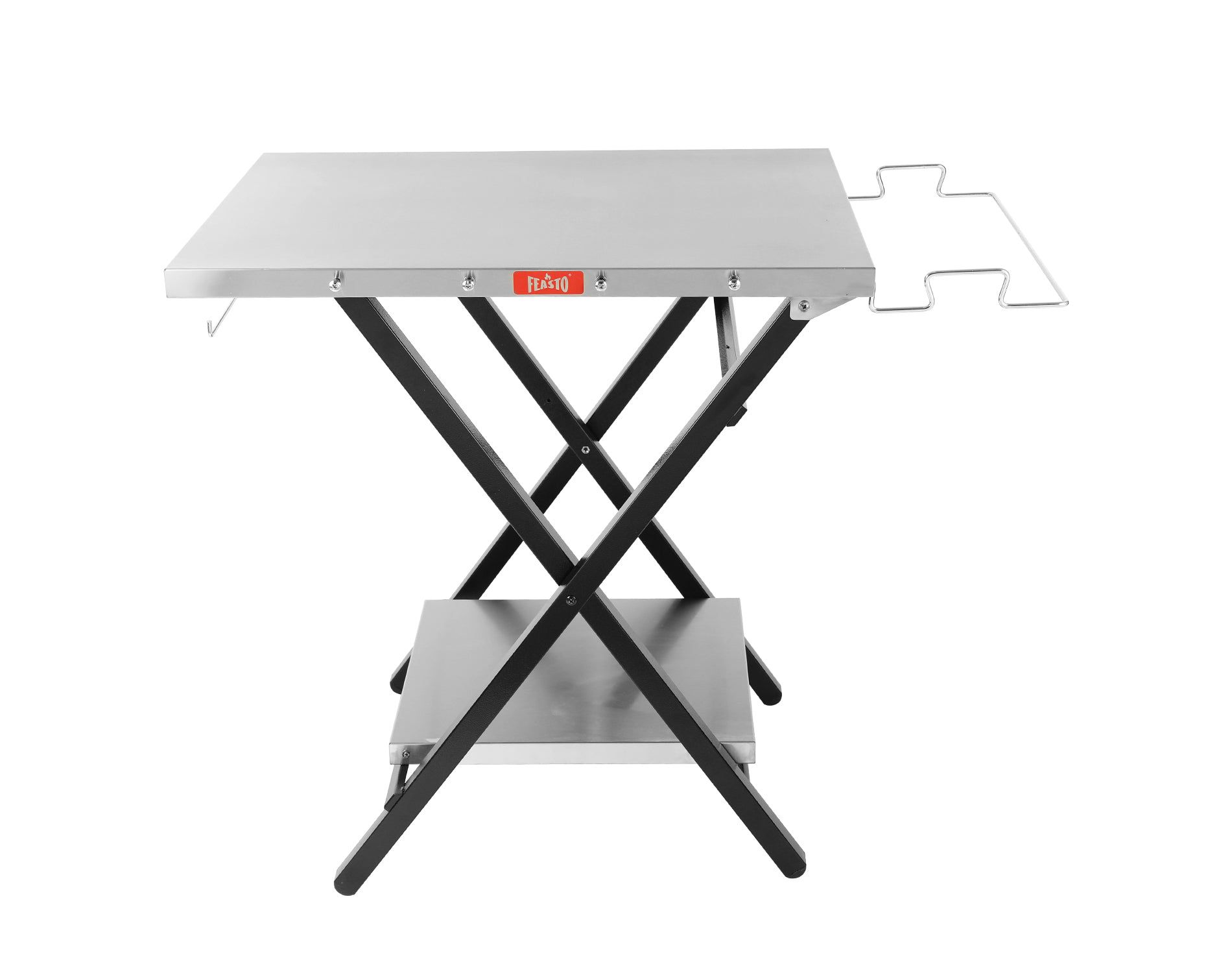 Feasto Folding Table, Foldable Grill Stand with Stainless Steel Tabletop, Portable Outdoor Food Prep