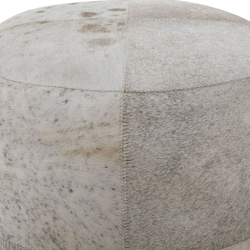 Contemporary Round Cowhide Leather Stool Ottoman - Olivia & May, 6 of 31