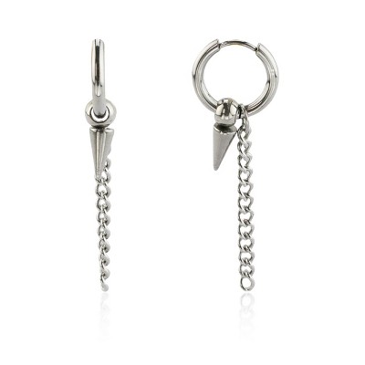 Slate by Rebl Spike & Chain Dangle Earring  Stainless Steel, 16x53mm