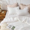 Queen Seersucker Comforter Set, 3 Pieces, White, Lightweight Fluffy, All Season, 1 Ruffle Comforter, 2 Pillow Shams - 2 of 4