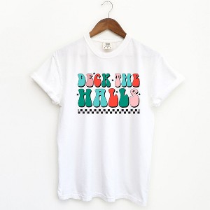 Simply Sage Market Women's Retro Deck The Halls Checkered Short Sleeve Garment Dyed Tee - 1 of 4