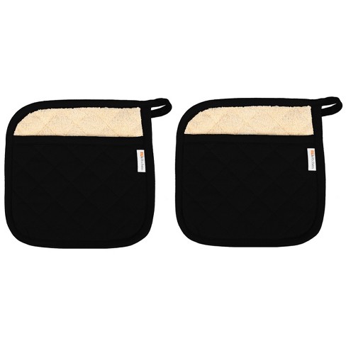 Mukitchen Cotton Quilted Potholder - Onyx Set of 2