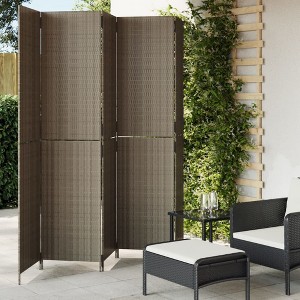 vidaXL Room Divider 5 Panels Gray Poly Rattan - 1 of 4