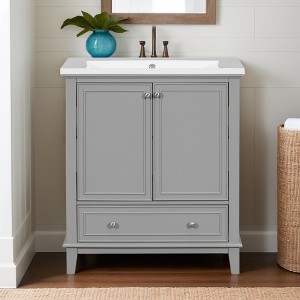 30" Bathroom Vanity with Sink Combo, Bathroom Storage Cabinet with Drawer and 2 Doors, Bath Vanity Cabinet with Adjustable Shelf - Leovsnove - 1 of 4
