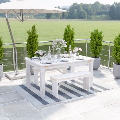 Cabana Chic 5'x7' Gray and White Striped Handwoven Outdoor Rug