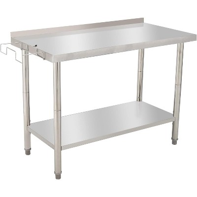 48"x24" Stainless Steel Prep Table w/ Undershelf & Wheels - Heavy-Duty Commercial Worktable for Kitchens