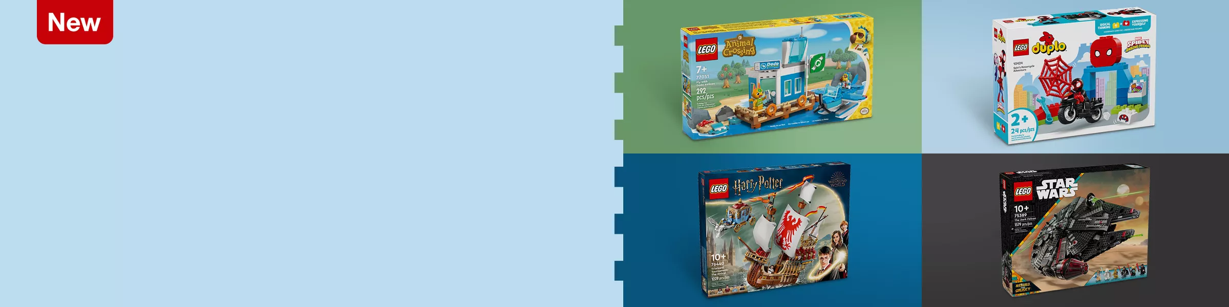 4 new LEGO sets in their boxes