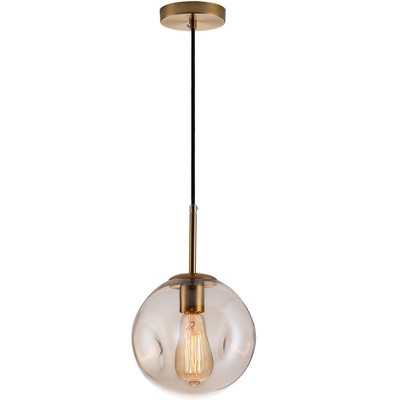 Dewdrop Vintage Pendant Light Amber Glass and Bronze Metal Hanging Ceiling Fixture for Dining Room Bedroom