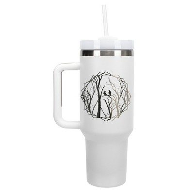 Elanze Designs Birds Resting on Tree Branches 40 oz. Stainless Steel, Large Water Bottle Coffee Mug, Spill & Leak Resistant, Thermal Travel Tumbler